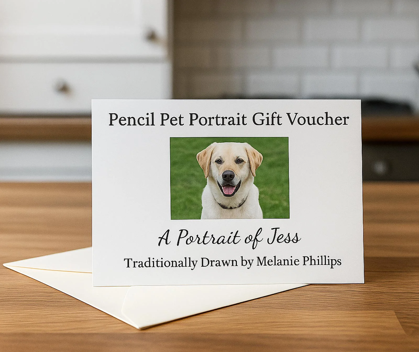Beautifully designed pencil pet portrait gift voucher.